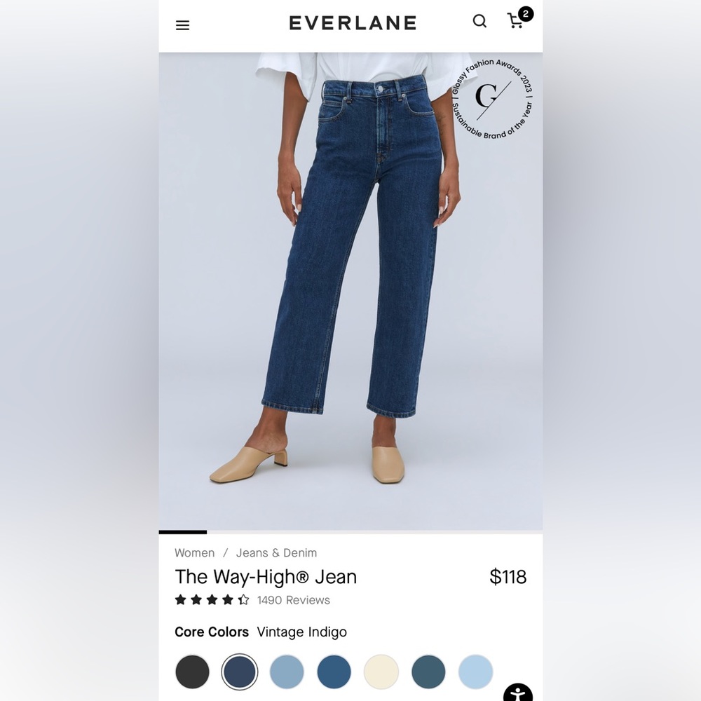 EUC | Everlane Way-High Slim Jean in Vintage Indigo | Size 23